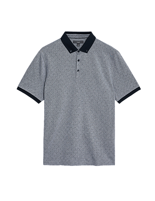 Pure Cotton Jacquard Polo Shirt