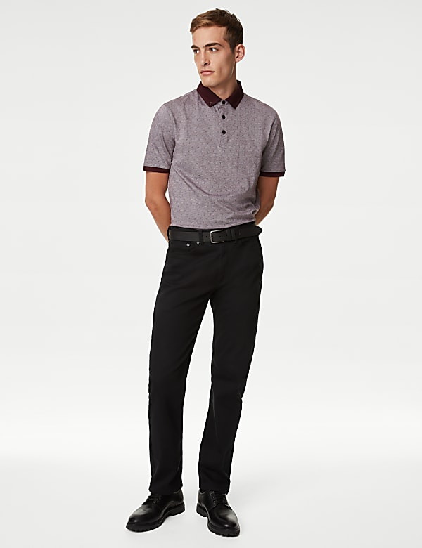 Pure Cotton Jacquard Polo Shirt