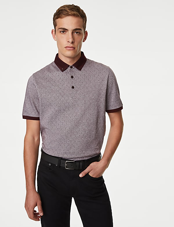 Pure Cotton Jacquard Polo Shirt