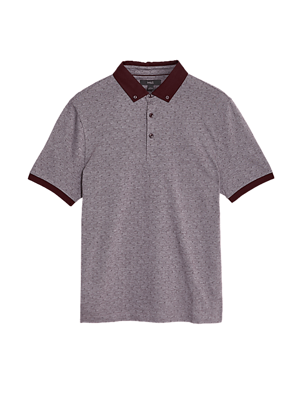 Pure Cotton Jacquard Polo Shirt