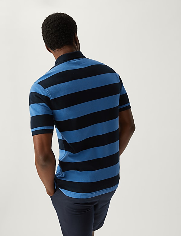 Pure Cotton Striped Polo Shirt