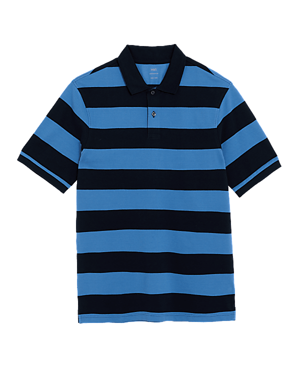Pure Cotton Striped Polo Shirt