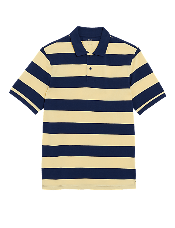 Pure Cotton Striped Polo Shirt
