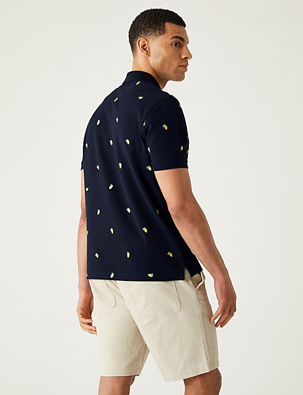 Pure Cotton Pique Embroidered Polo Shirt