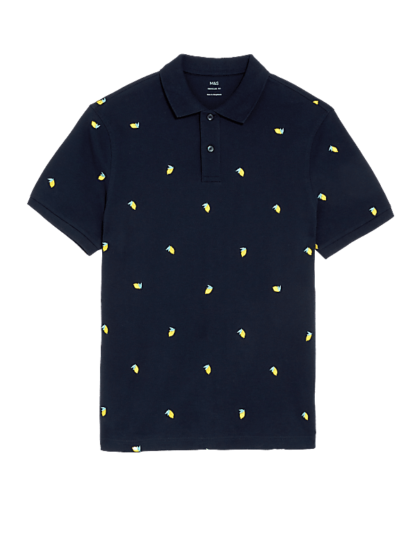 Pure Cotton Pique Embroidered Polo Shirt