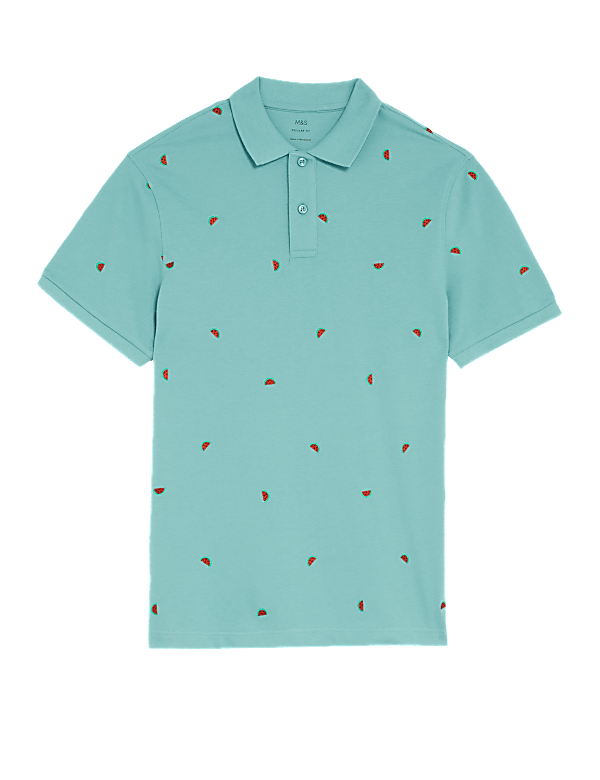 Pure Cotton Pique Embroidered Polo Shirt