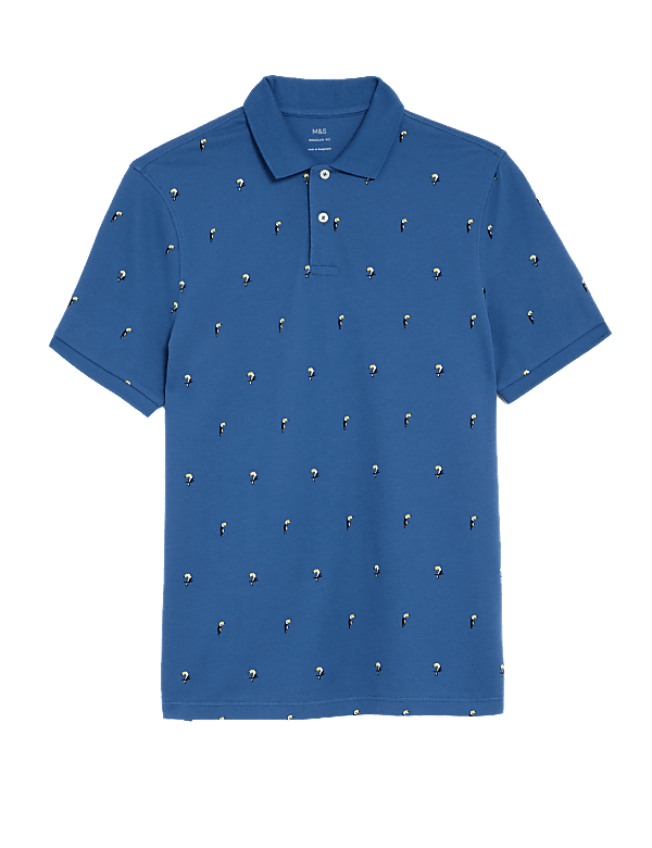 Pure Cotton Cactus Print Polo Shirt