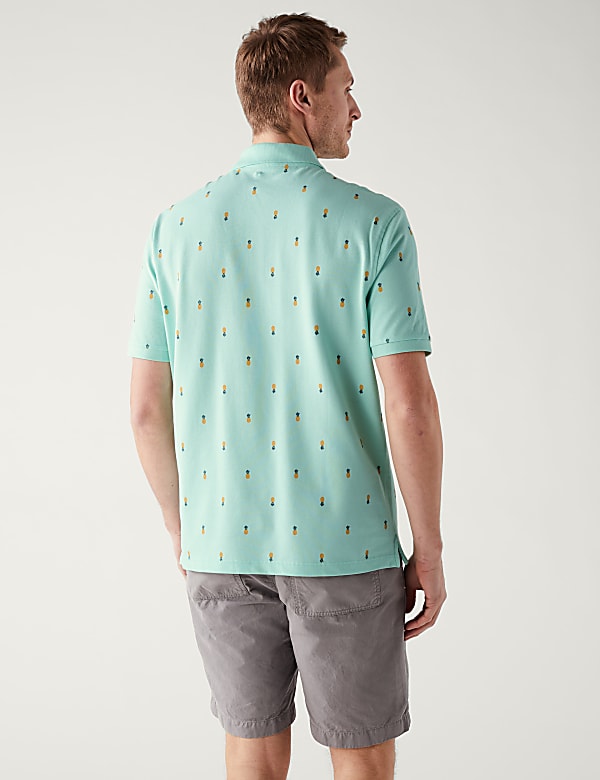 Pure Cotton Cactus Print Polo Shirt