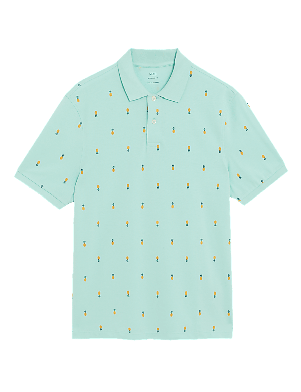 Pure Cotton Cactus Print Polo Shirt