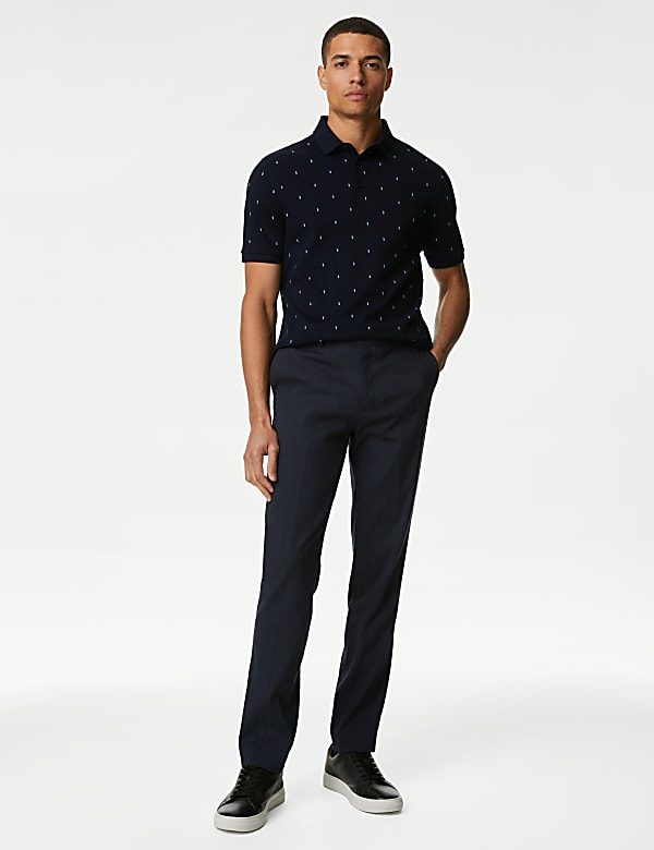 Pure Cotton Geometric Print Polo Shirt