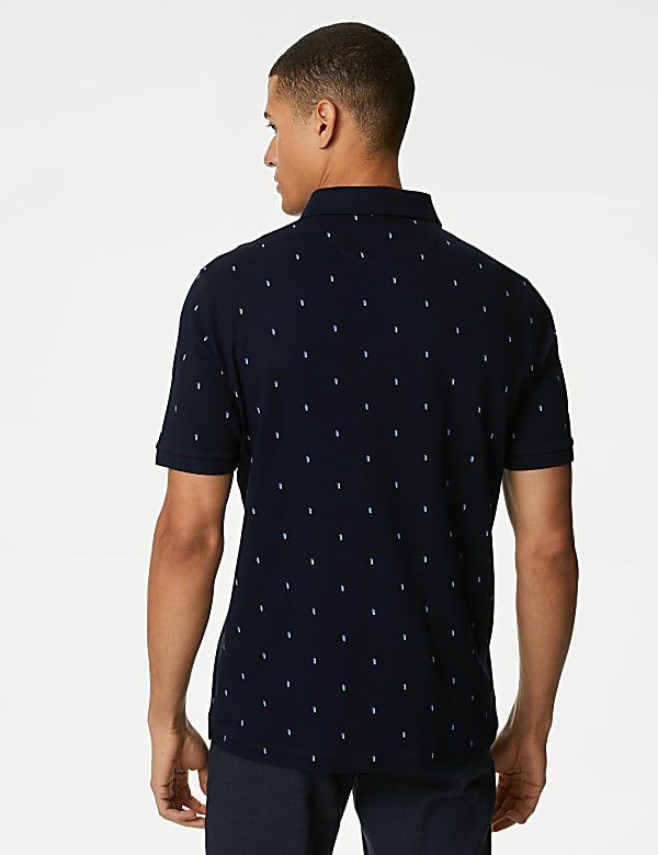 Pure Cotton Geometric Print Polo Shirt