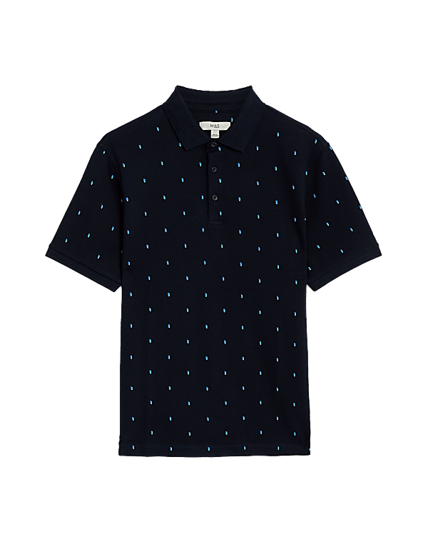 Pure Cotton Geometric Print Polo Shirt