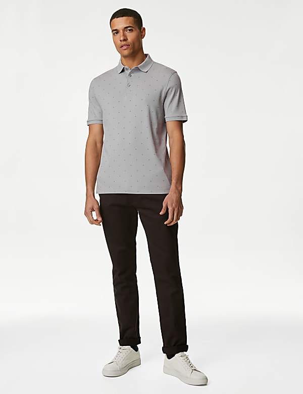 Pure Cotton Geometric Print Polo Shirt
