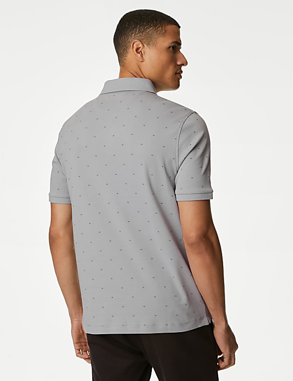 Pure Cotton Geometric Print Polo Shirt