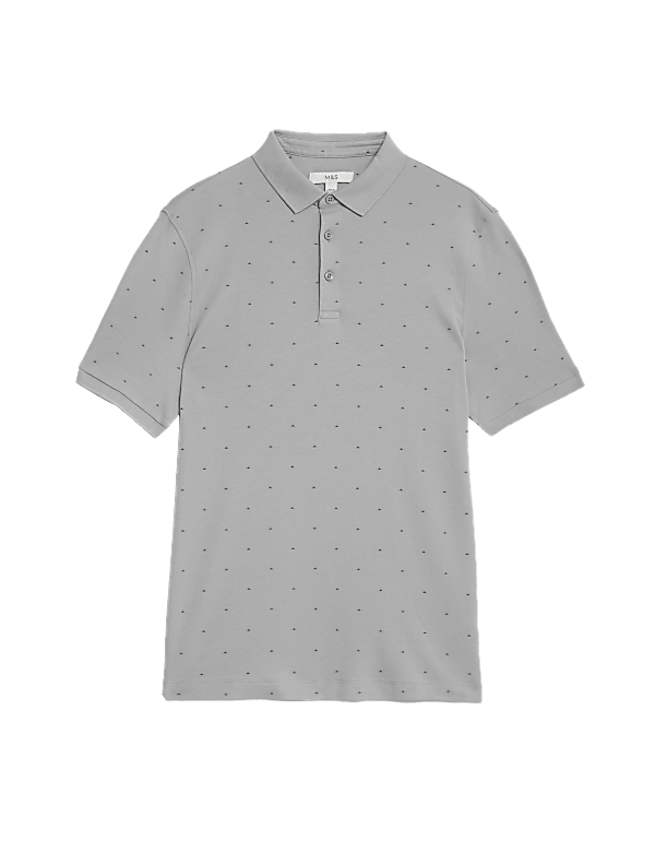 Pure Cotton Geometric Print Polo Shirt