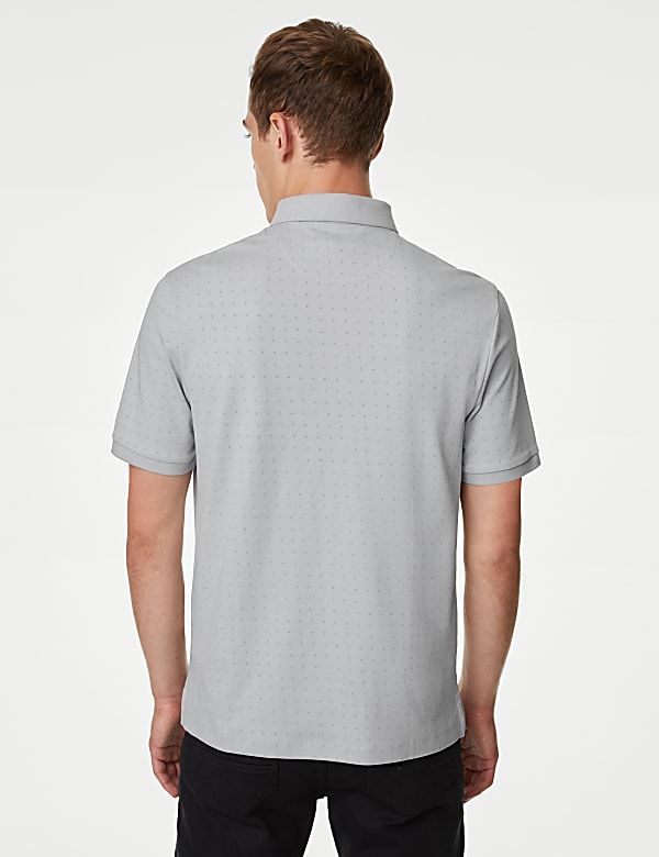 Pure Cotton Geometric Print Polo Shirt
