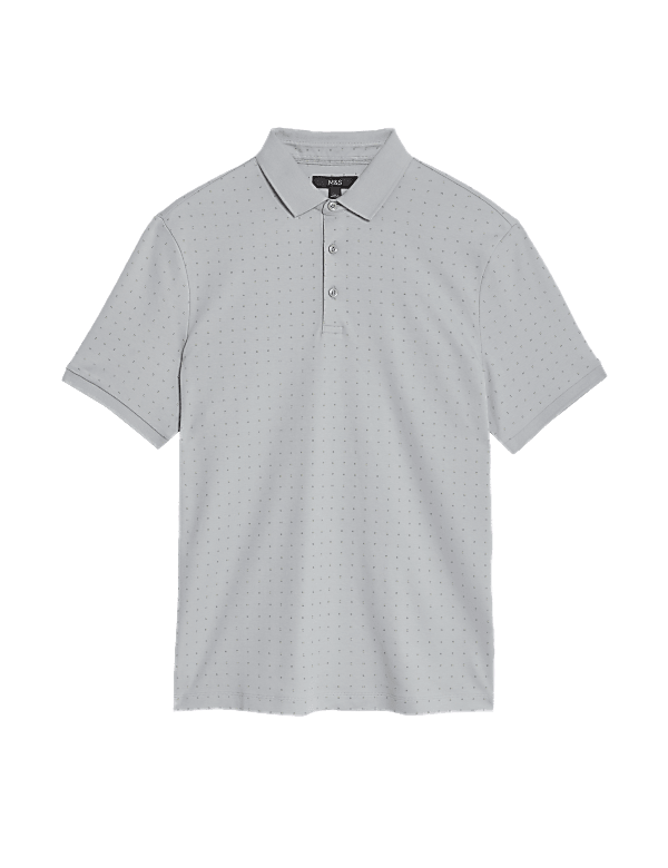 Pure Cotton Geometric Print Polo Shirt