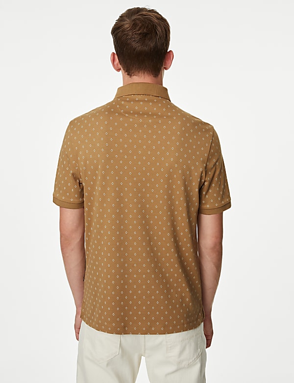 Pure Cotton Geometric Print Polo Shirt