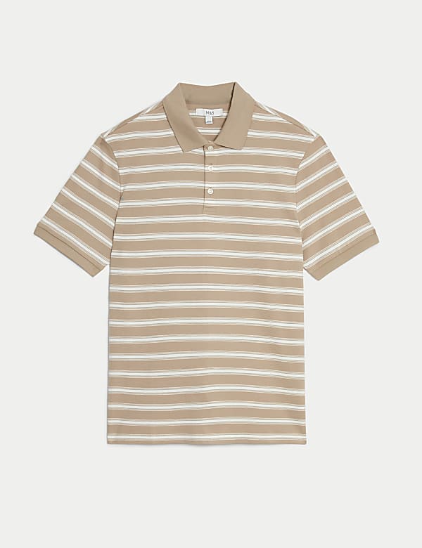 Pure Cotton Striped Polo Shirt - US