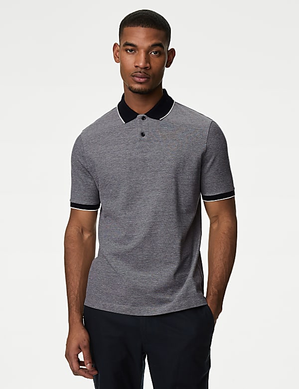 Camisa de piqué con ribete 100% algodón - US
