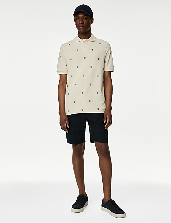 Pure Cotton Embroidered Leaf Polo Shirt