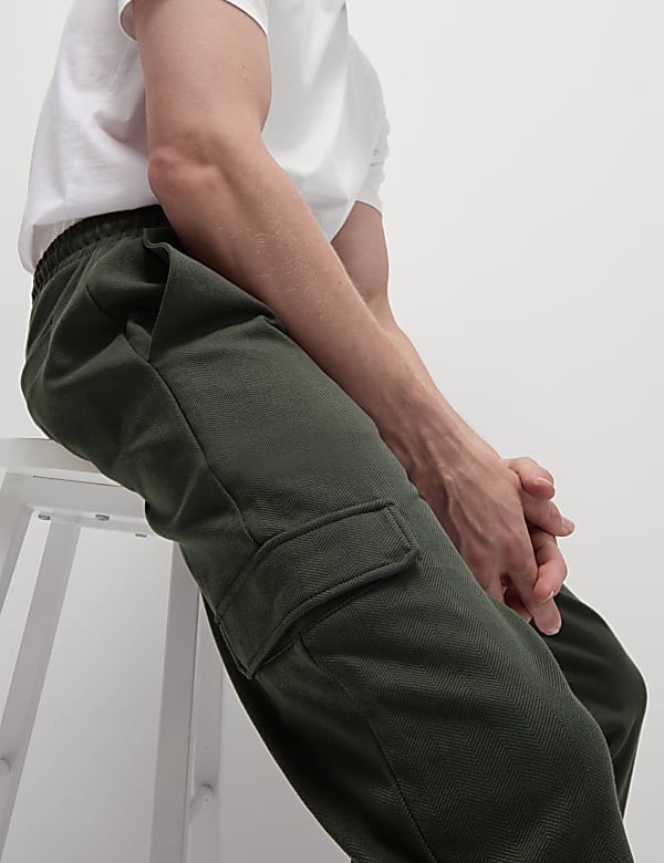 Cotton Rich Textured Cargo Joggers