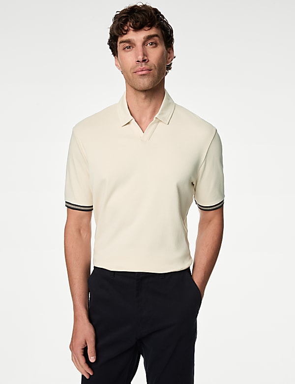 Pure Cotton Tipped Polo Shirt - AT