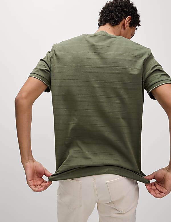 Pure Cotton Textured T-Shirt - US