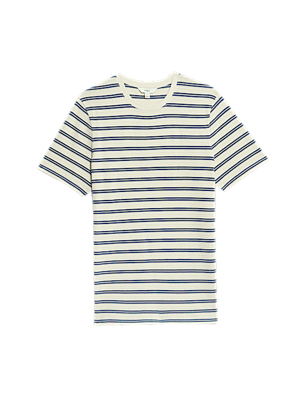 Cotton Rich Striped Textured T-Shirt