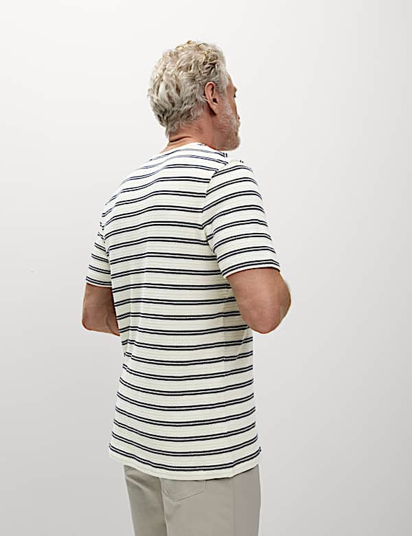 Cotton Rich Striped Textured T-Shirt