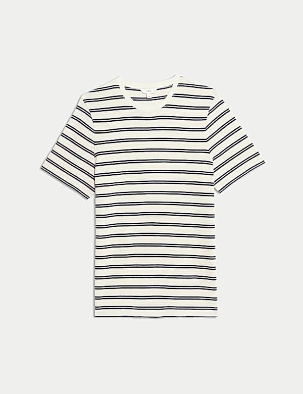 Cotton Rich Striped Textured T-Shirt - US