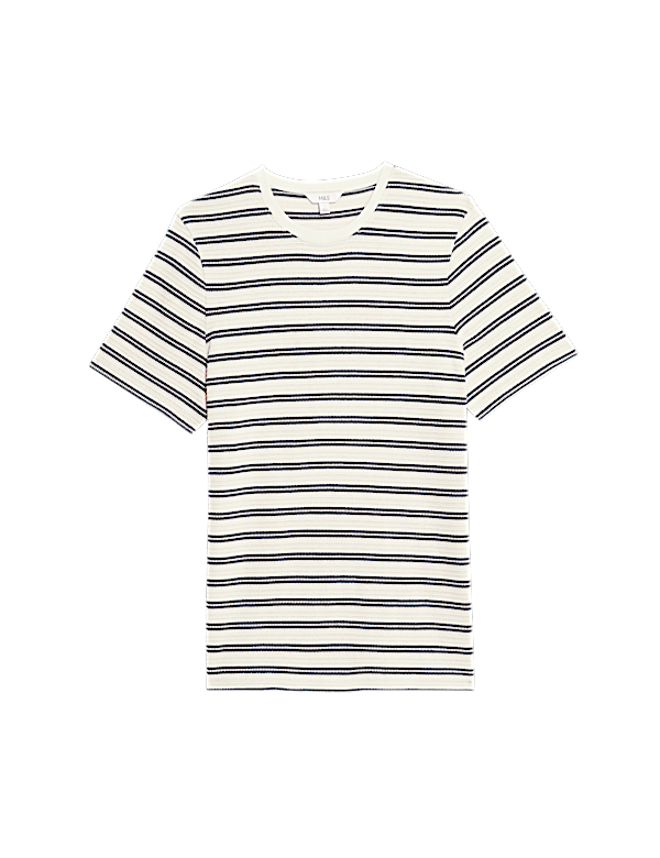 Cotton Rich Striped Textured T-Shirt