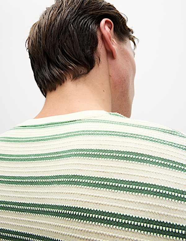 Cotton Rich Striped Textured T-Shirt