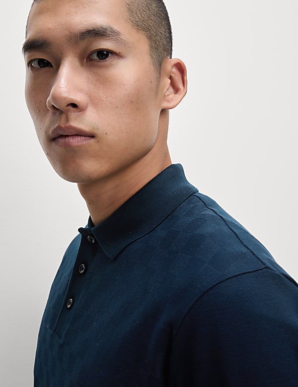 Pure Cotton Textured Pique Polo Shirt