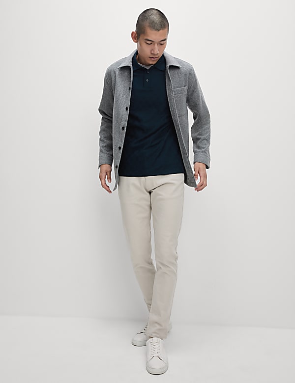 Pure Cotton Textured Pique Polo Shirt