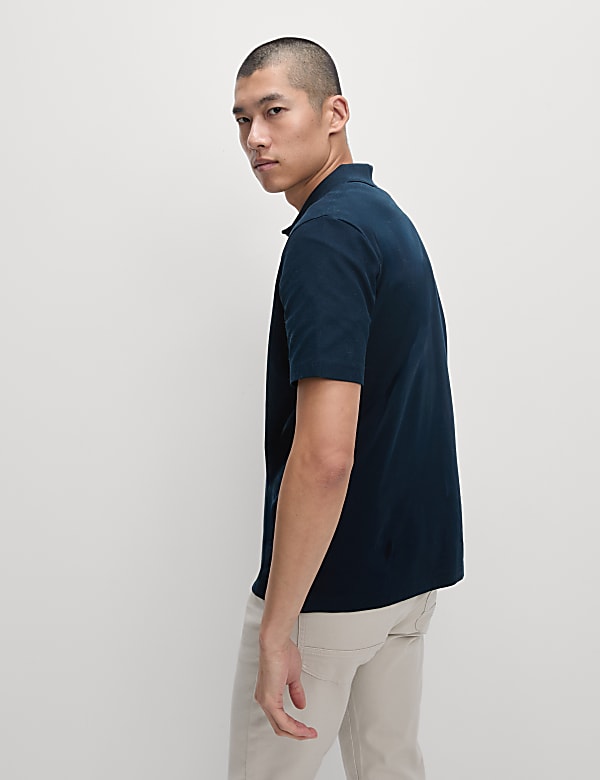Pure Cotton Textured Pique Polo Shirt