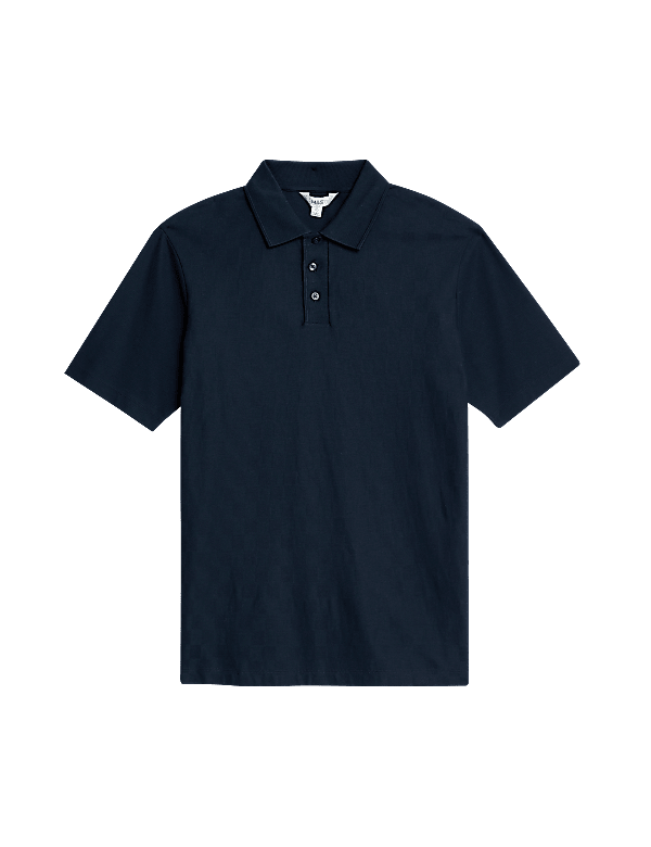 Pure Cotton Textured Pique Polo Shirt