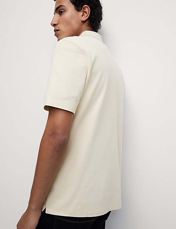 Pure Cotton Textured Pique Polo Shirt