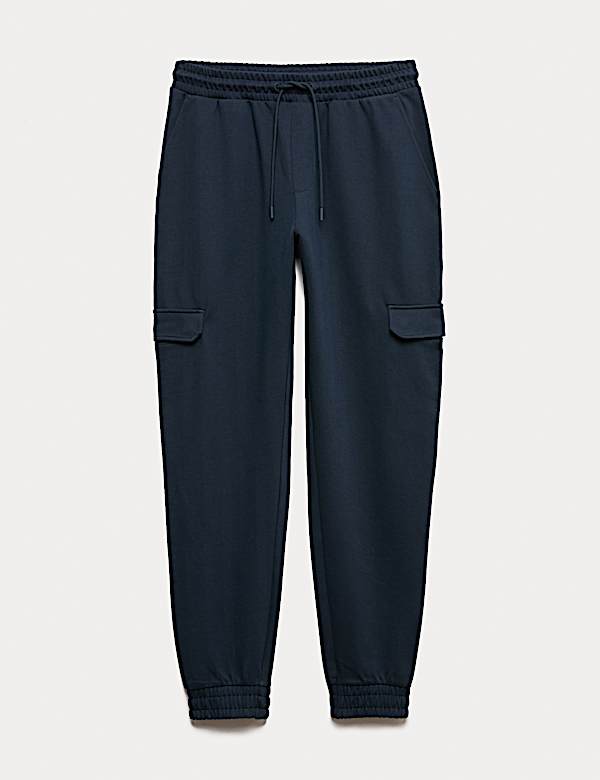 Regular Fit Herringbone Cargo Joggers - AU