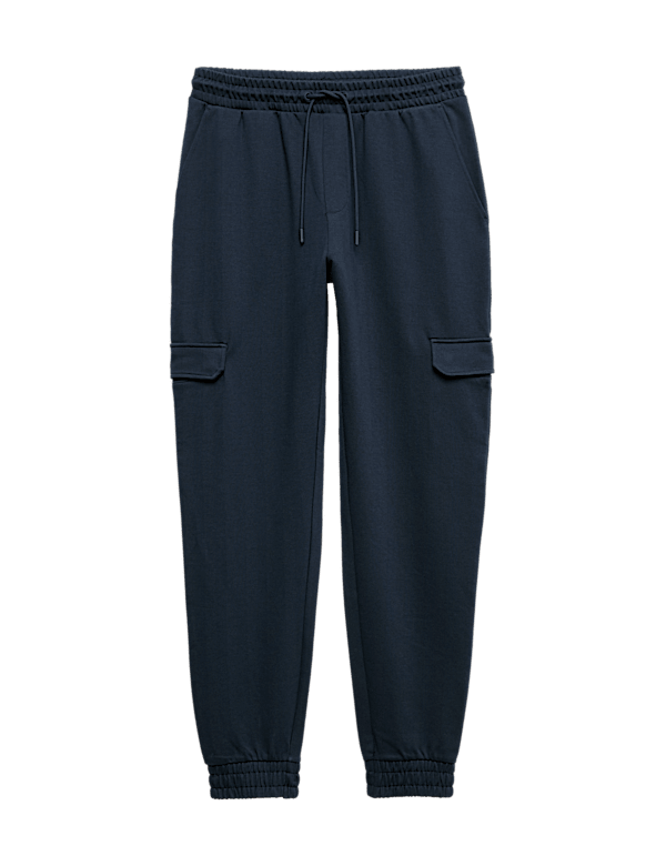 Regular Fit Herringbone Cargo Joggers