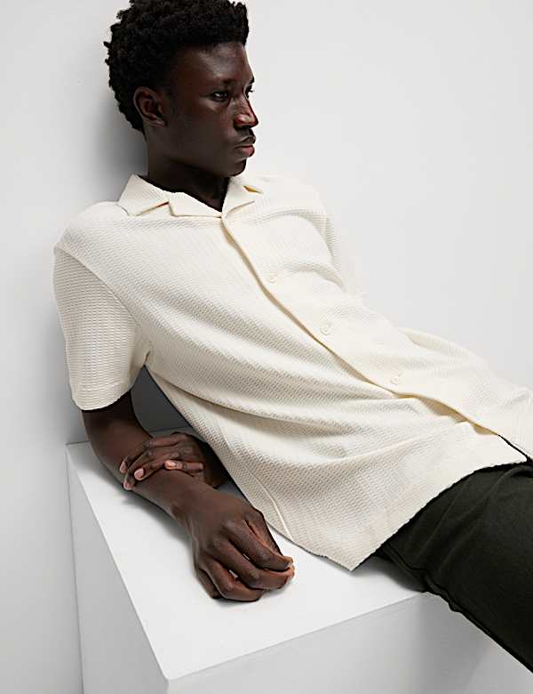 Cotton Rich Seersucker Polo Shirt