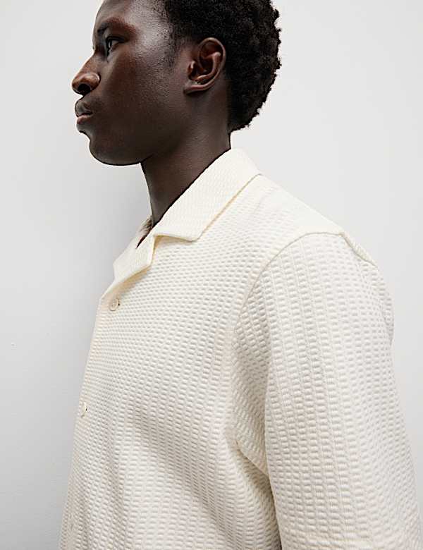 Cotton Rich Seersucker Polo Shirt