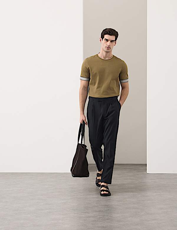 Pure Cotton Banded Cuff Popcorn T-shirt