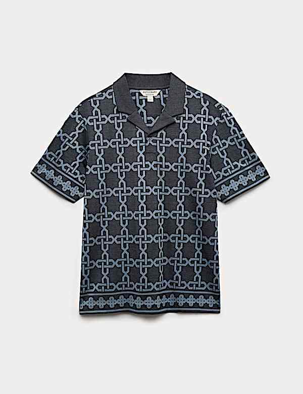 Pure Cotton AOP Geo Revere Jacquard Polo - JO
