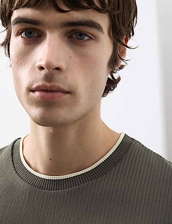 Pure Cotton Jacquard T-Shirt