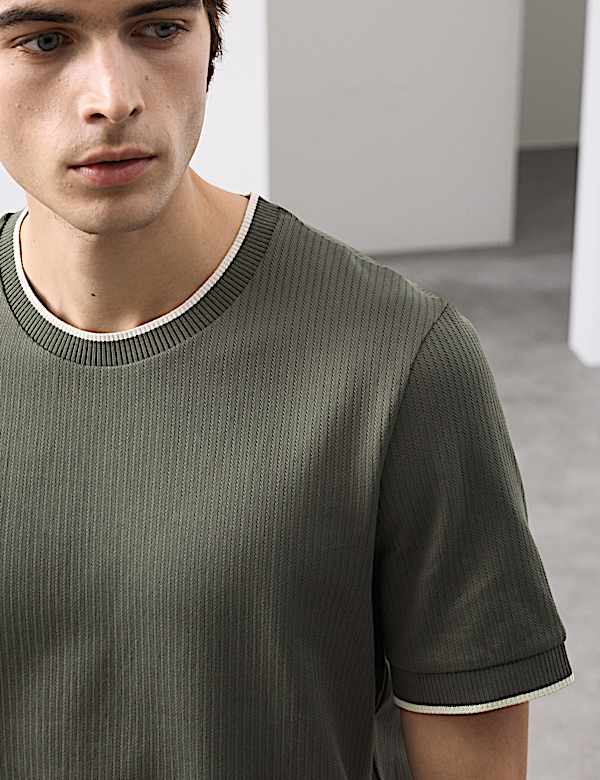 Pure Cotton Jacquard T-Shirt