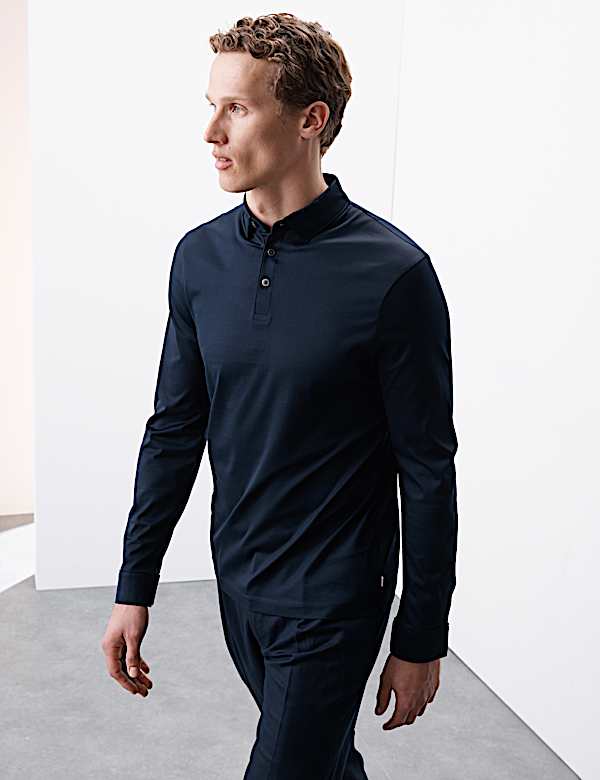 Pure Supima® Cotton Long Sleeve Polo Shirt - FI