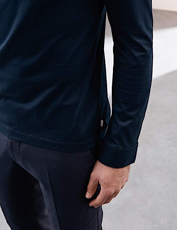 Pure Supima® Cotton Long Sleeve Polo Shirt - FI