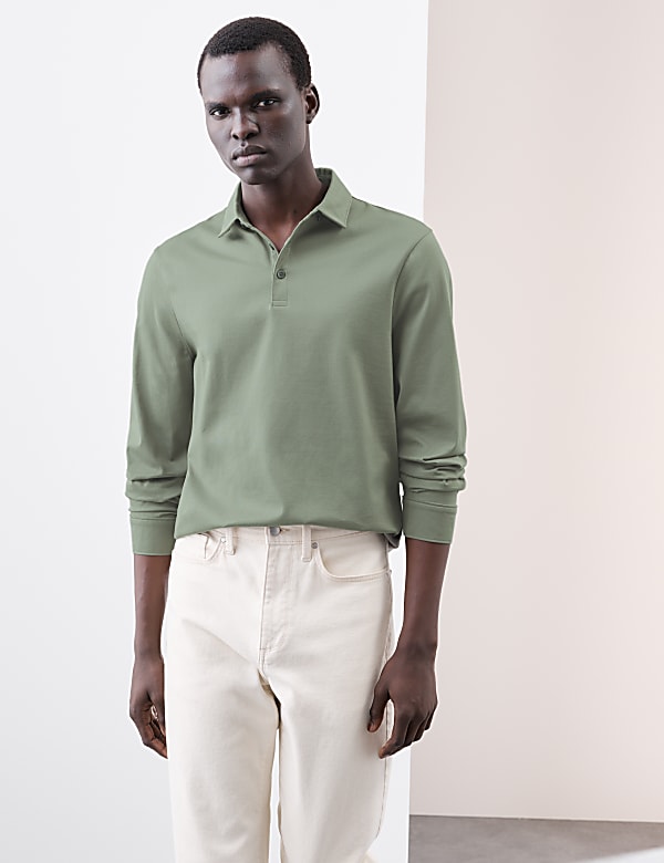 Langarm-Poloshirt aus reiner Supima&reg;-Baumwolle - DE