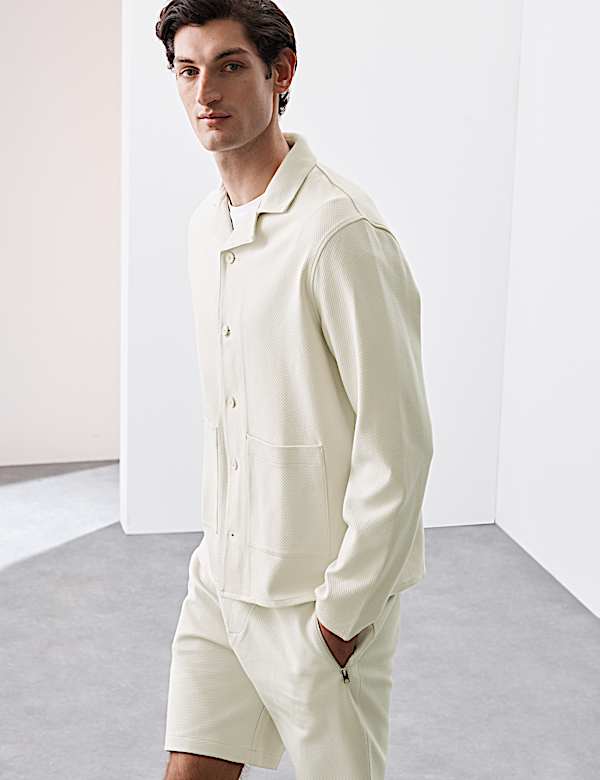 Pure Cotton Waffle Overshirt - US
